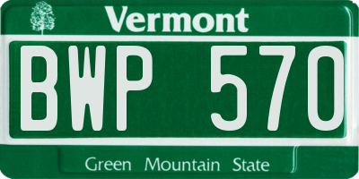 VT license plate BWP570