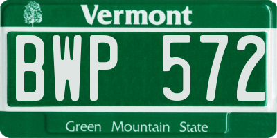 VT license plate BWP572