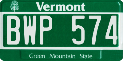 VT license plate BWP574