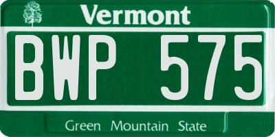 VT license plate BWP575
