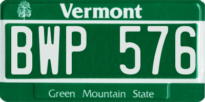 VT license plate BWP576