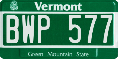 VT license plate BWP577