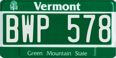 VT license plate BWP578