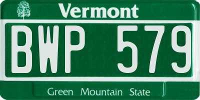VT license plate BWP579