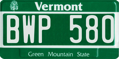 VT license plate BWP580
