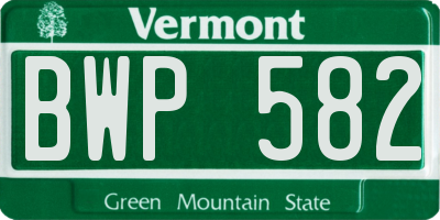 VT license plate BWP582