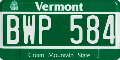 VT license plate BWP584