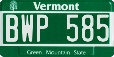 VT license plate BWP585