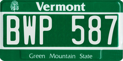 VT license plate BWP587
