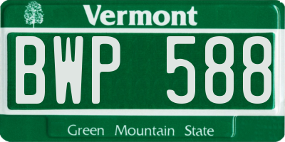 VT license plate BWP588