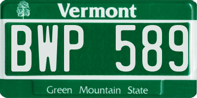 VT license plate BWP589