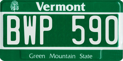 VT license plate BWP590