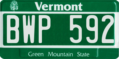 VT license plate BWP592