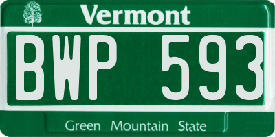 VT license plate BWP593