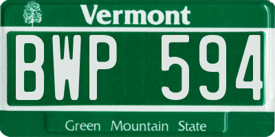 VT license plate BWP594