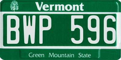 VT license plate BWP596