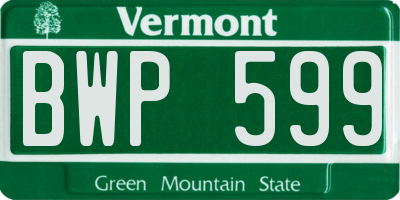VT license plate BWP599