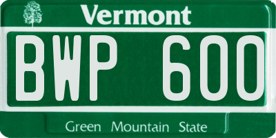 VT license plate BWP600