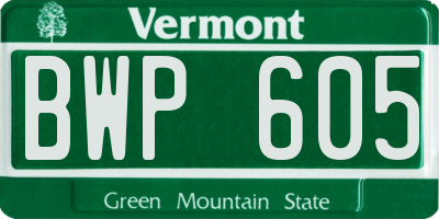 VT license plate BWP605