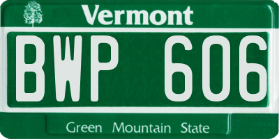 VT license plate BWP606