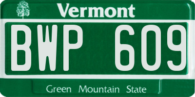VT license plate BWP609