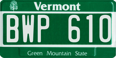 VT license plate BWP610
