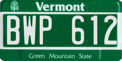 VT license plate BWP612