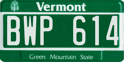 VT license plate BWP614