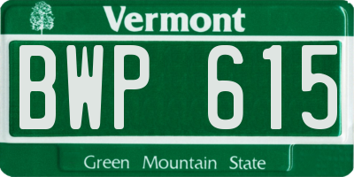 VT license plate BWP615