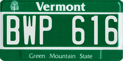 VT license plate BWP616