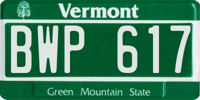 VT license plate BWP617