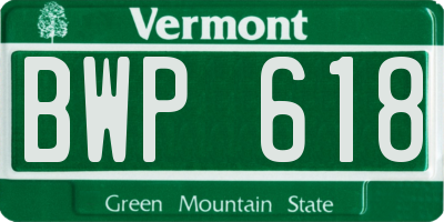 VT license plate BWP618
