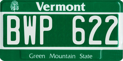 VT license plate BWP622