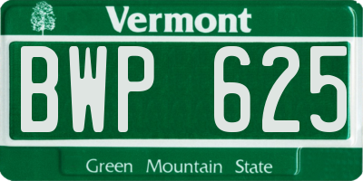 VT license plate BWP625