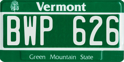 VT license plate BWP626