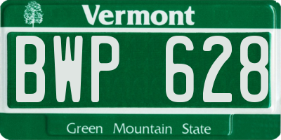 VT license plate BWP628