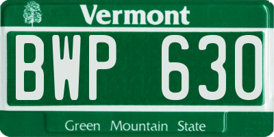 VT license plate BWP630