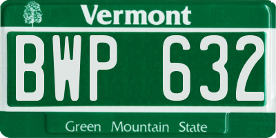 VT license plate BWP632