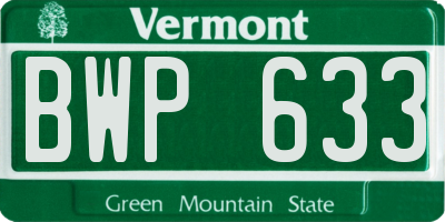 VT license plate BWP633