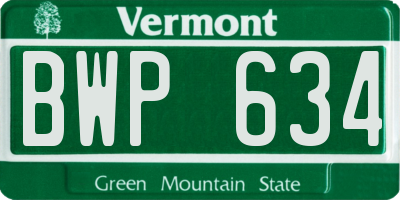 VT license plate BWP634