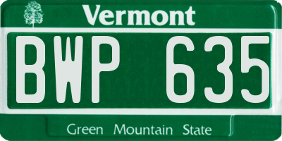 VT license plate BWP635