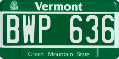 VT license plate BWP636