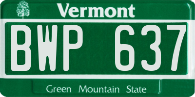 VT license plate BWP637