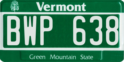 VT license plate BWP638