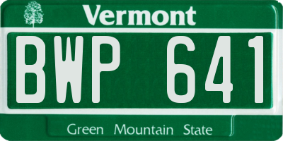 VT license plate BWP641