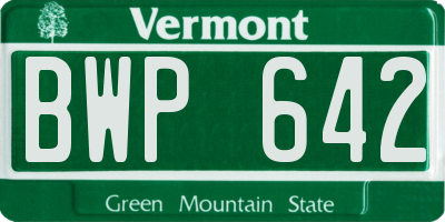 VT license plate BWP642