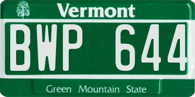 VT license plate BWP644