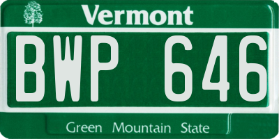 VT license plate BWP646