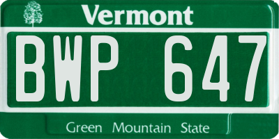 VT license plate BWP647