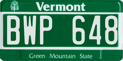 VT license plate BWP648